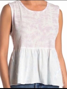 Free People W the Free Women’s Tie Dye Anytime Tank Top, Lilac Size Small
